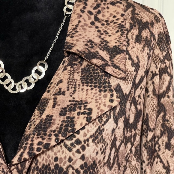 Simonton Says Snakeskin Brown Metalic Tunic Top SZ XL - Picture 5 of 11